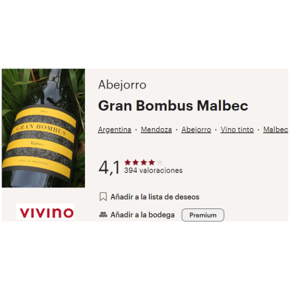 vivino abejorro gran malbec